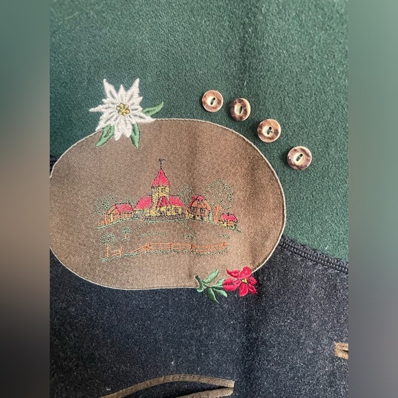 Loden Look Green Wool Folklore Jacket L Alpine Cottagecore Grandmacore - Picture 4 of 16